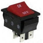 SWITCH ROCKER ON OFF DPST RED 15A QUICK