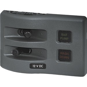 FUSE PANEL,2 POS,15A,12VDC,GRAY