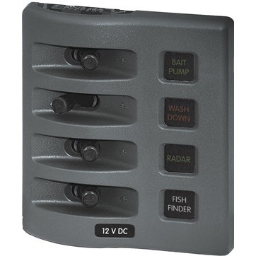 FUSE PANEL,4 POS,15A,12VDC,GRAY