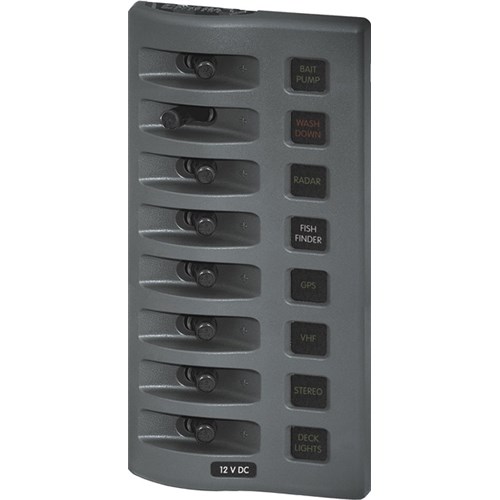 FUSE PANEL,8 POS,15A,12VDC,GRAY