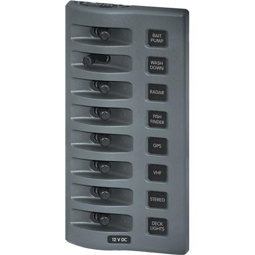 SWITCH,PANEL,8 POS,15A,12VDC,WATERPROOF