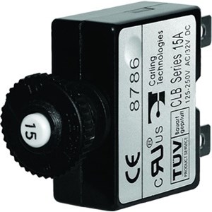 CIRCUIT BREAKER,15A,32VDC,PUSH BUTTON,