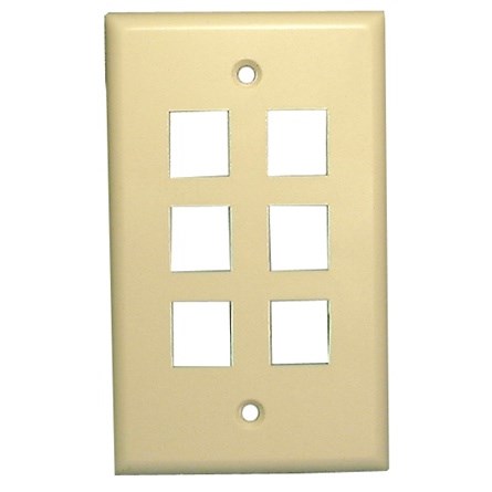 WALLPLATE,KEYSTONE,6POS,IVR