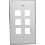 WALLPLATE,KEYSTONE,6POS,WHT