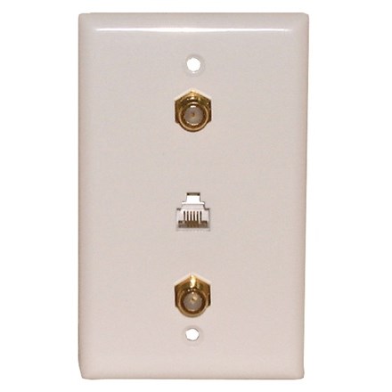 WALLPLATE,DUAL TELE,F81,WH