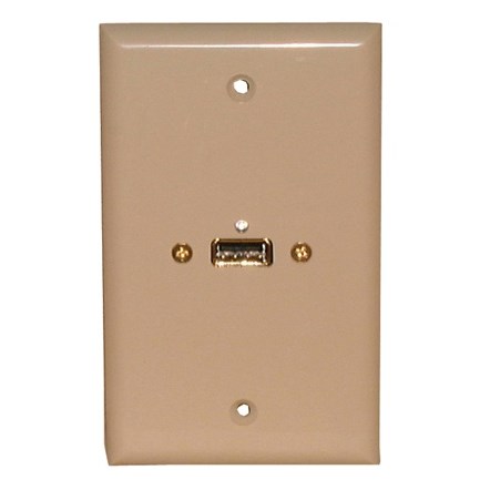 WALLPLATE,USB,FEED THRU,IVORY