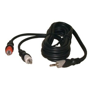 CABLE,3.5MM M, TO 2 RCA M, 6FTBLACK