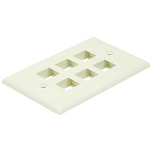 WALL PLATE,KEYSTONE,6POS,IVORY