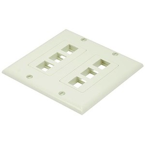 WALLPLATE,KEYSTONE,2 GANG,6 PORT,IVORY