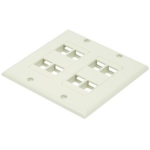 WALLPLATE,KEYSTONE,2 GANG,8 PORT,IVORY