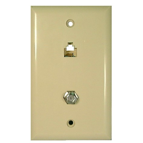 WALLPLATE,TELE/COAX,4 CONN