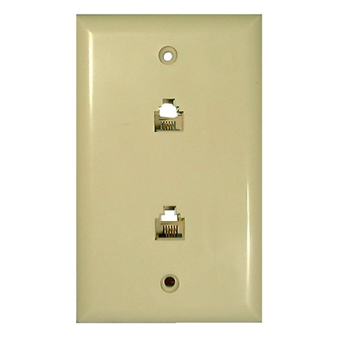 WALLPLATE,TELE,4 COND,IVORY