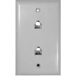 WALLPLATE,TELE,4 COND,WHITE